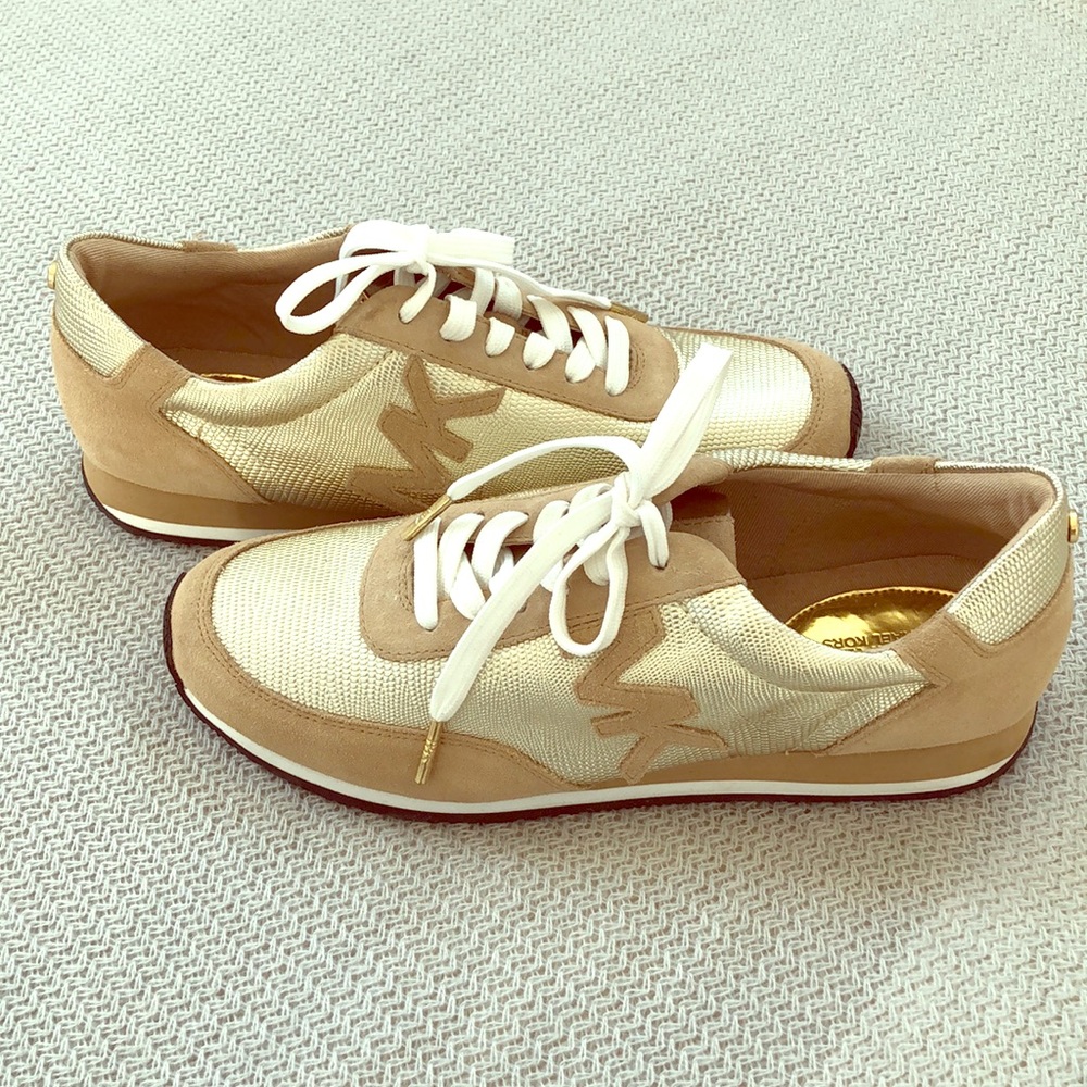 Micheal Kors Gold and Tan Sneaker Size 8